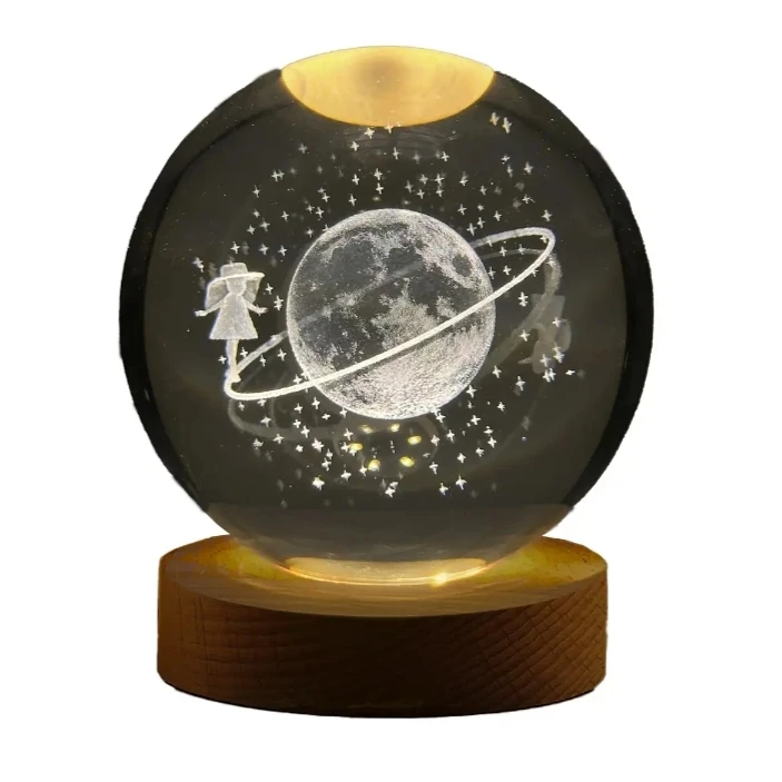 چراغ خواب مدل دختر و ماه گوی شیشه ای