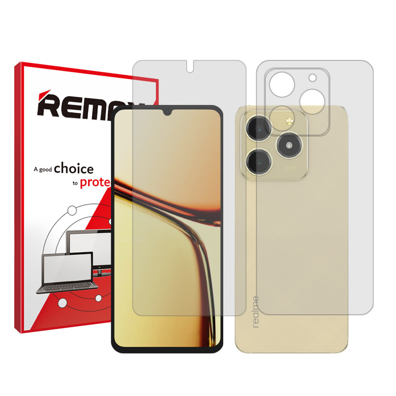 محافظ صفحه نمایش شفاف ریمکس مدل Resistant‌ مناسب برای گوشی موبایل ریلمی C61  به همراه محافظ پشت گوشی