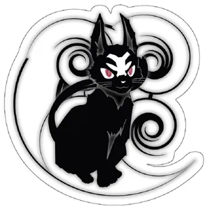 استیکر لپ تاپ مدل Misfit Of Demon King Academy - Ivis Necron, Black Cat