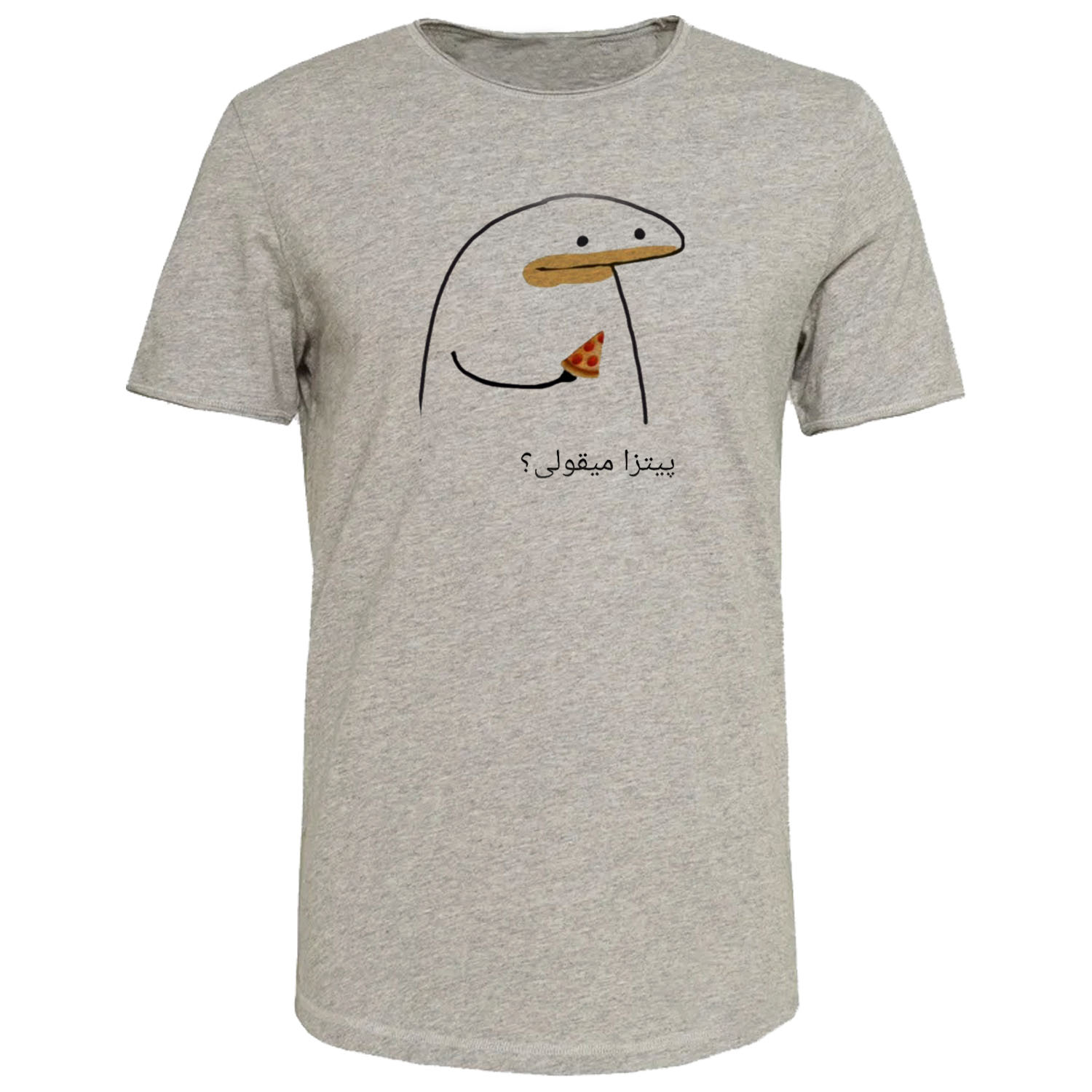 تی شرت آستین کوتاه زنانه مدل پیتزا میقولی  کد J366 رنگ طوسی