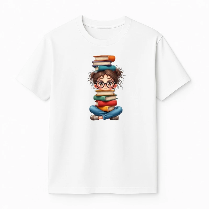 تی‌شرت آستین کوتاه دخترانه مدل کتاب کد v8