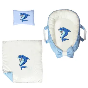 سرویس خواب سه تکه نوزاد ناریکو مدل گارد محافظ دار طرح کوسه کد 0408