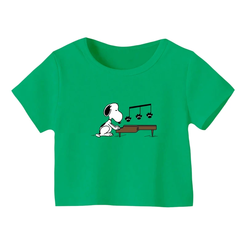 کراپ‌ تی‌شرت آستین کوتاه زنانه مدل اسنوپی کد 12