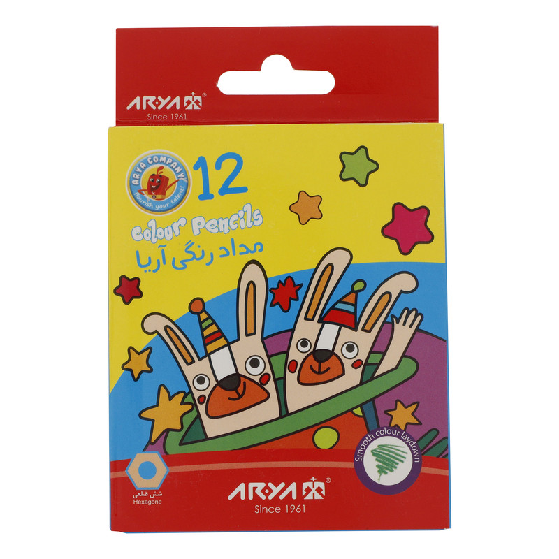 مداد رنگی 12 رنگ آریا مدل 3072