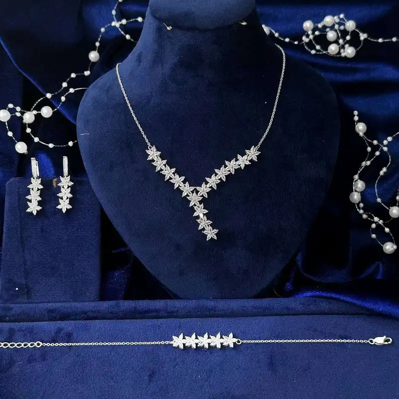 نیم ست نقره زنانه مدل فلاور BARF 55