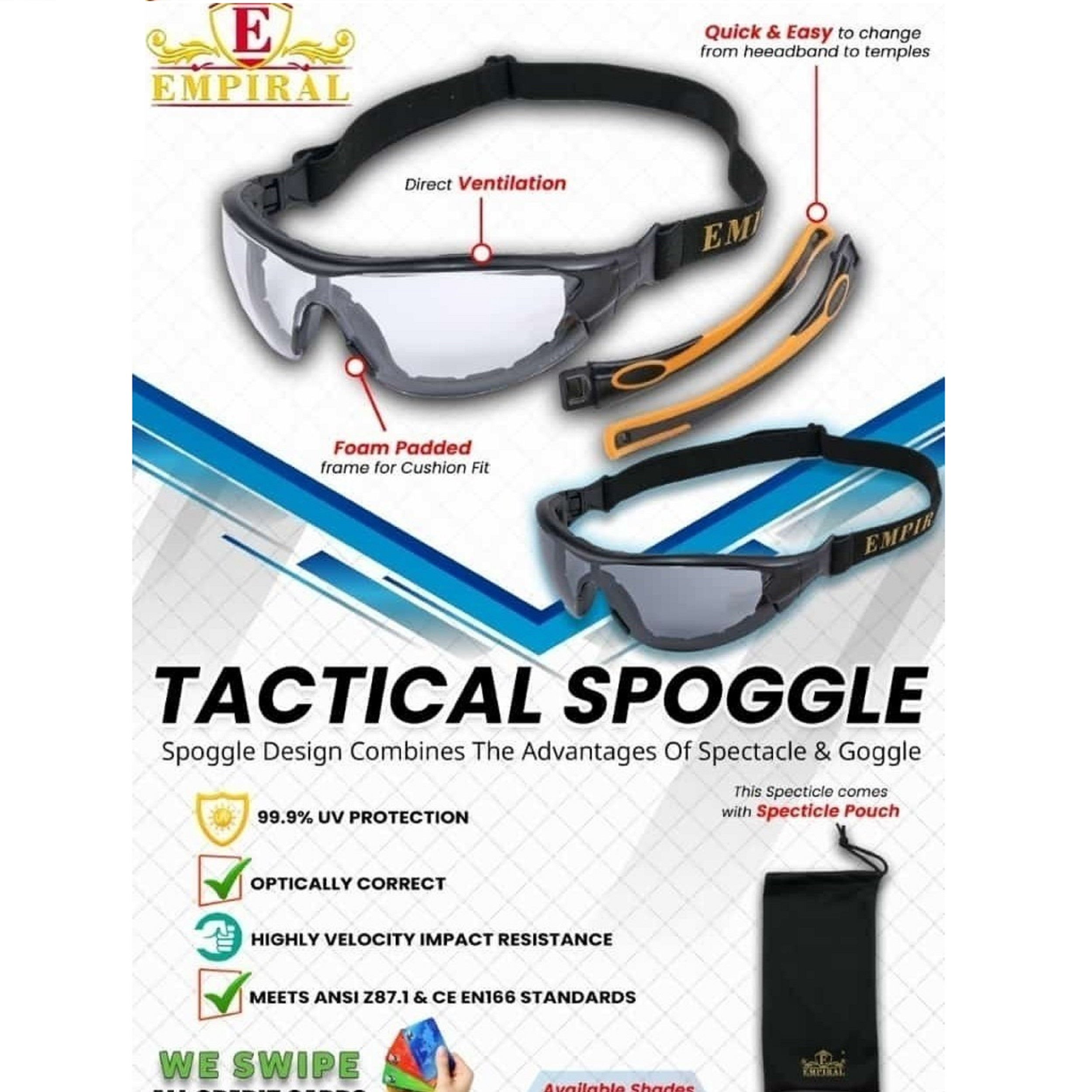 عینک ایمنی امپیرال مدل مهندسی اسپرت TACTICAL عینک ایمنی امپیرال مدل مهندسی اسپرت TACTICAL