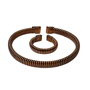 ست انگشتر و دستبند دست ساز زنانه مدل راه راه خطی کد JW409.2