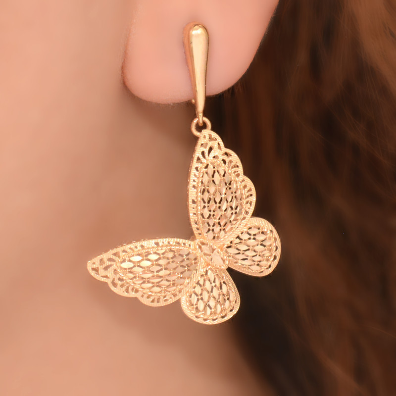 نیم ست طلا 18 عیار زنانه طلای مستجابی مدل پروانه کد 001