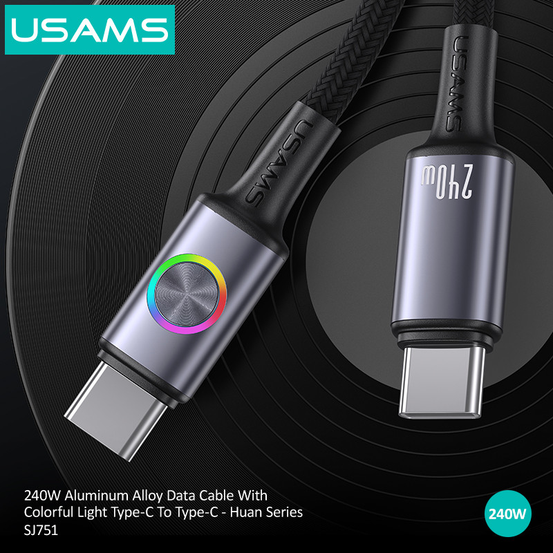 کابل تبدیل USB-C به USB-C یوسمز مدل SJ751-240W طول 1.2 متر