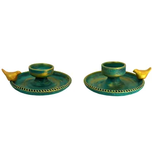 شمعدان دست نگار طرح لب پرنده کد 05-20 مجموعه 2 عددی