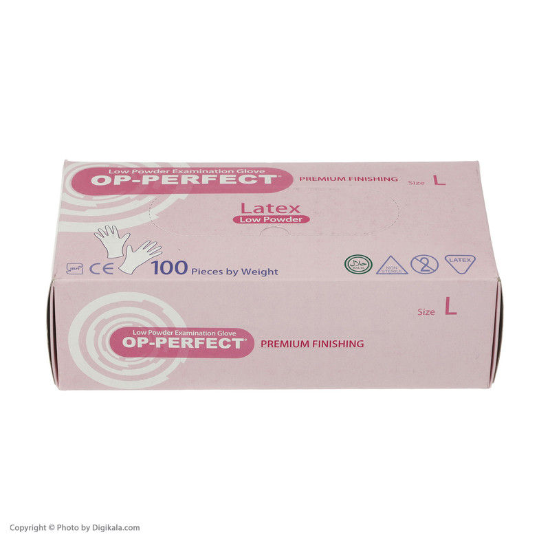 دستکش لاتکس اپی‌پرفکت مدل پریمیوم سایز لارج بسته 100 عددی