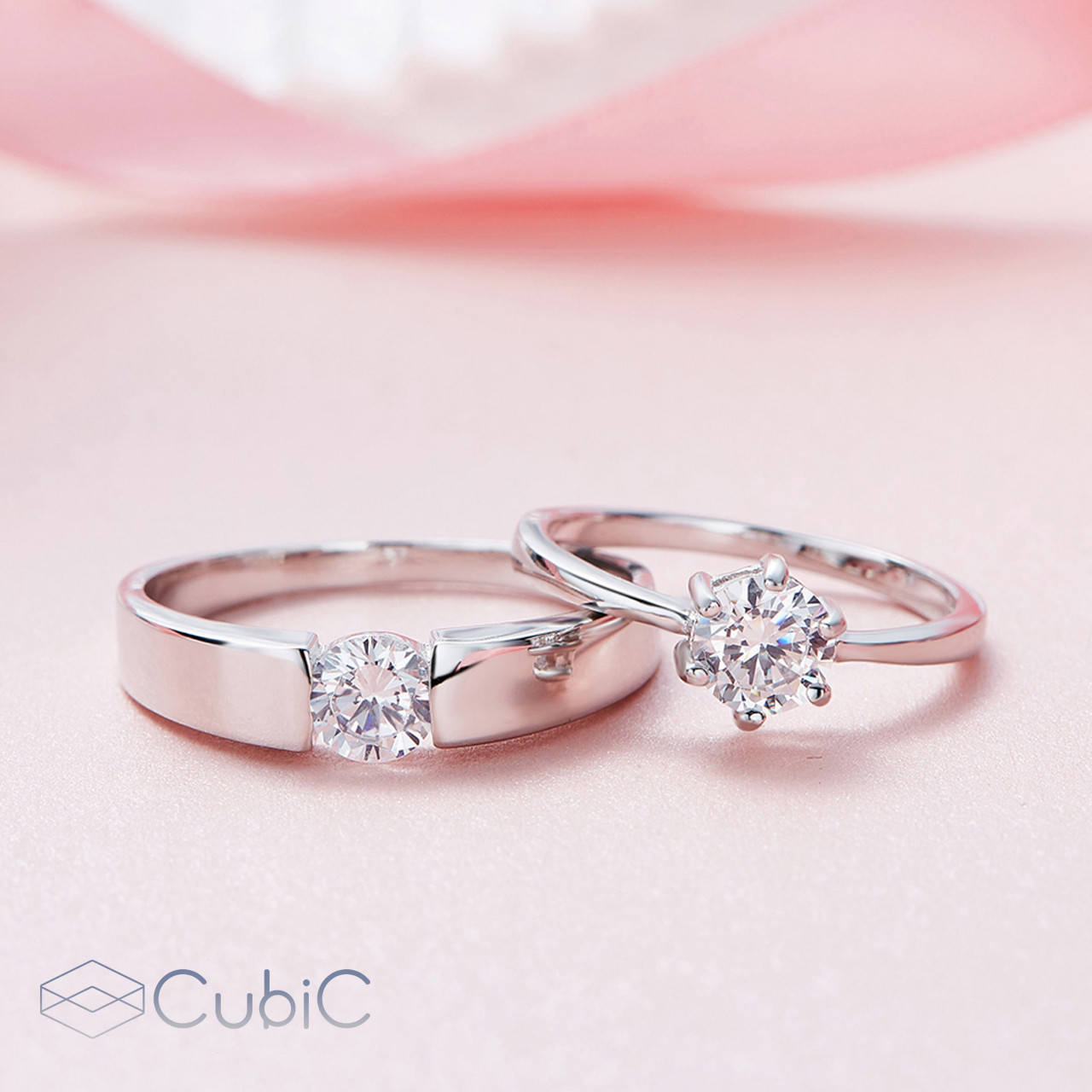 انگشتر نقره زنانه کوبیک مدل QR-2606-W