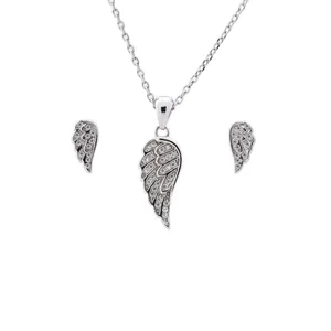 نیم ست نقره زنانه طرح بال مدل NS-326