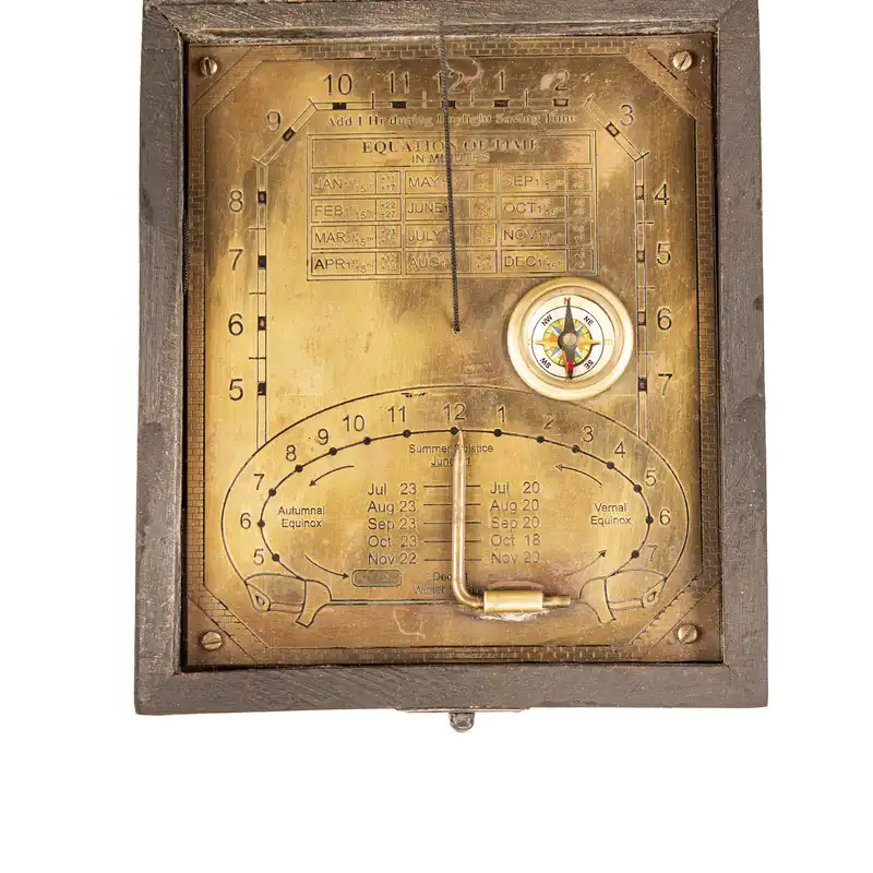 دکوری برنجی مدل  قطبنما و جعبه چوبی طرح مسترباکس سانفرانسیسکو کد 185018