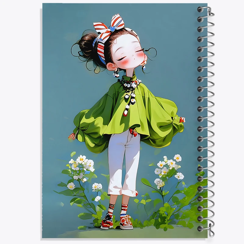 دفتر شطرنجی 50 برگ خندالو طرح دخترانه کیوت کد N3006