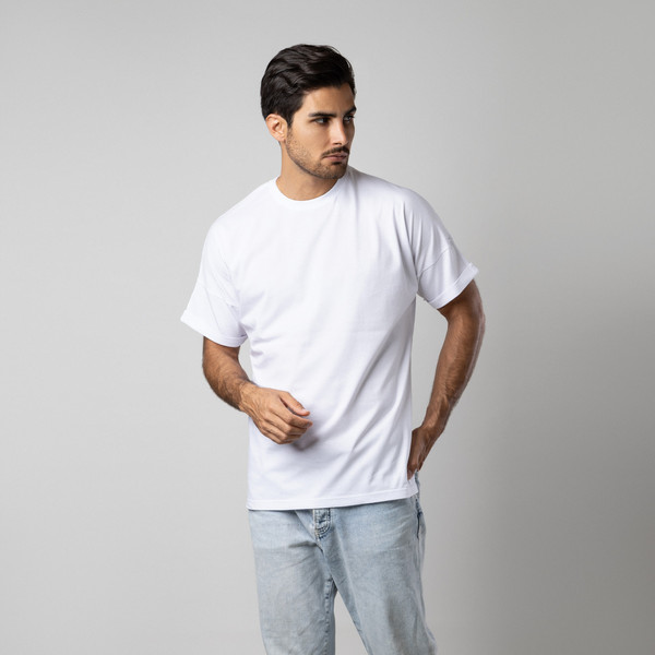 تی شرت اورسایز  آستین کوتاه مردانه باینت مدل 778-1 رنگ سفید