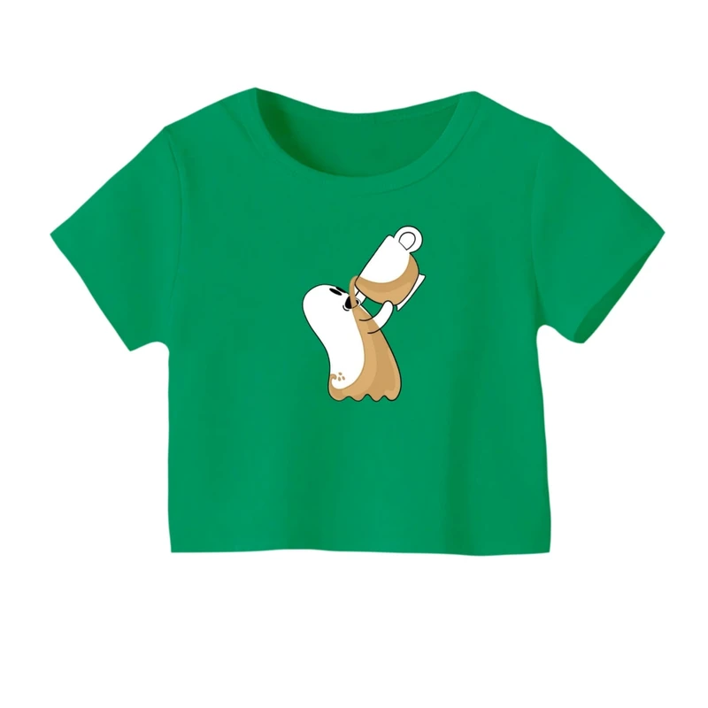 کراپ‌ تی‌شرت آستین کوتاه زنانه مدل روح قهوه خور