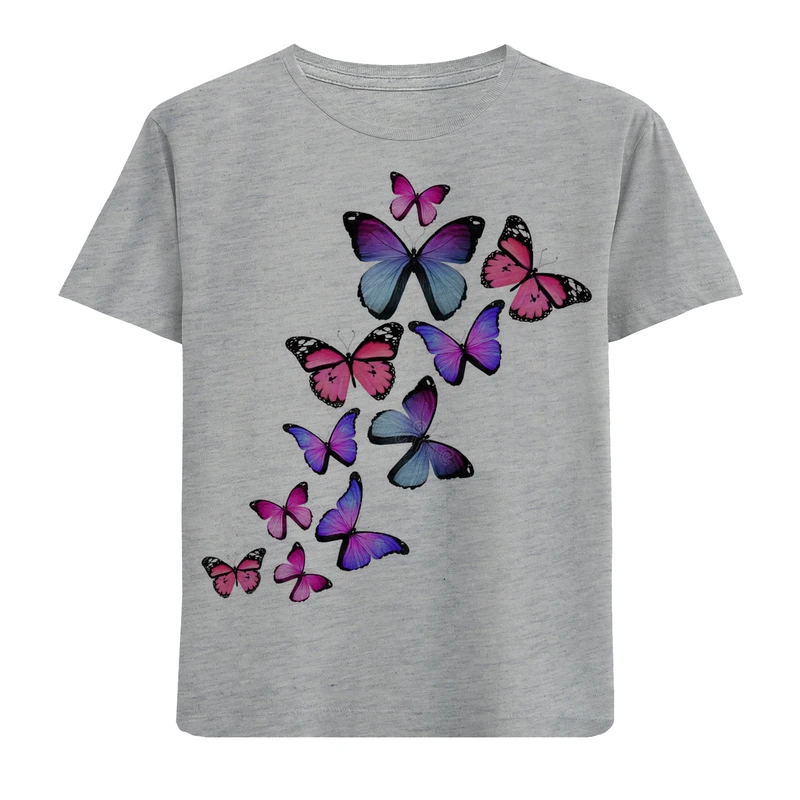 تی شرت آستین کوتاه دخترانه مدل پروانه F500