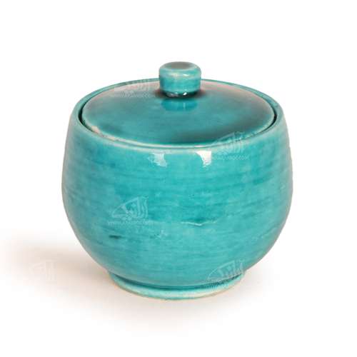 قندان سفالی‏‏ لعاب ساده‏ ‏‏رنگ ‏آبی‏ طرح ‏آسمان‏ مدل 1004900006