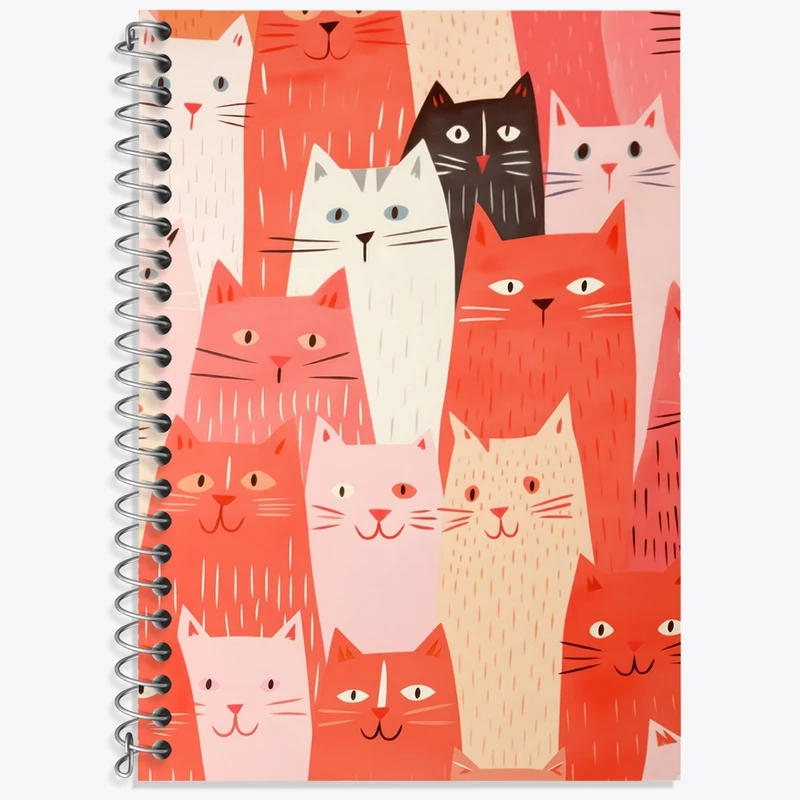 دفتر زبان 50 برگ خندالو مدل سه خط طرح گربه (Cat) کد N752