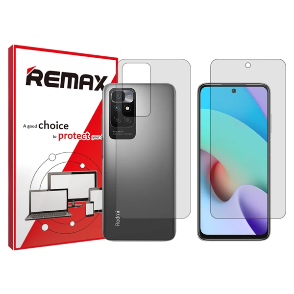 محافظ صفحه نمایش شفاف ریمکس مدل Hygel مناسب برای گوشی موبایل شیائومی Redmi 10 به همراه محافظ پشت گوشی