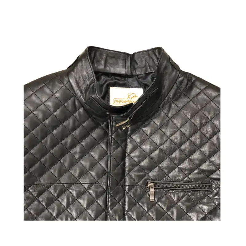 کت چرم مردانه سرزمین چرم مدل شرلوک کد 151019 رنگ مشکی