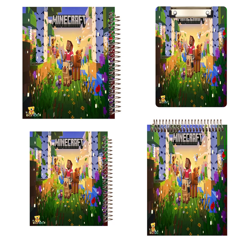 دفتر 100 برگ بانیبو مدل ماینکرافت کد2713  به همراه تخته شاسی بسته 4 عددی