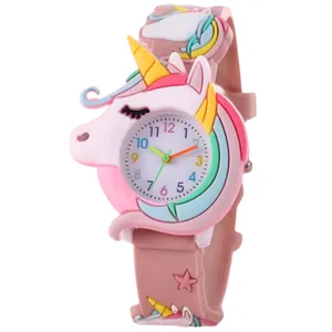 ساعت مچی عقربه ای بچگانه مدل بند سیلیکونی طرح یونیکورن اسب تک شاخ کد 3