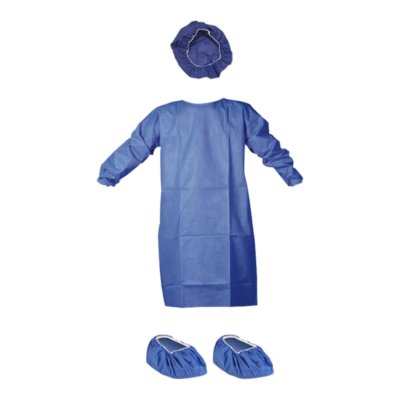 گان پزشکی یکبار مصرف پزشکی مدل H18 به همراه کلاه و کاور کفش