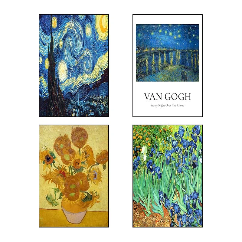 تابلو شاسي کارنيکا طرح نقاشی‌های ون‌گوگ Van Gogh Paintings کد 32169 مجموعه 4 عددی
