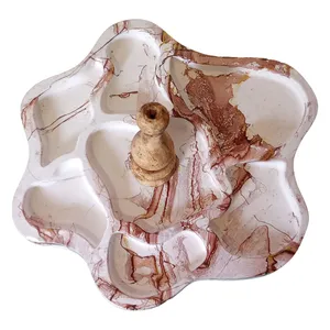 مجموعه ظروف هفت سین تک پارچه مدل  ماربل پتینه طرح دفرمه کد 3010