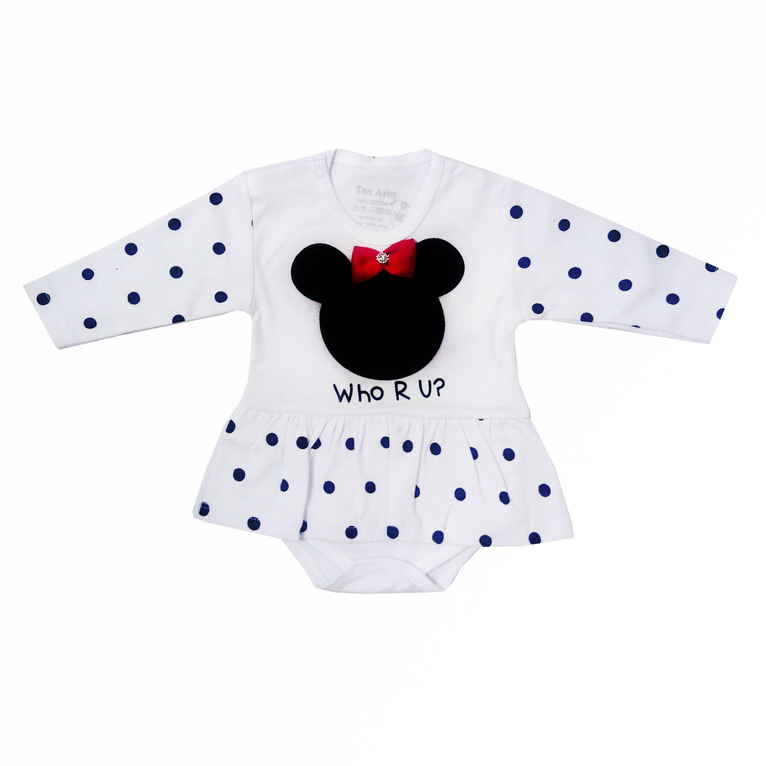 بادی آستین بلند نوزادی تن آزین کد a51