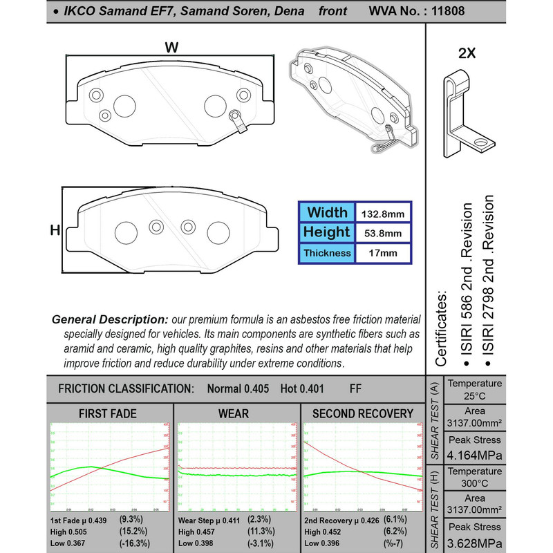 لنت ترمز جلو لومار مدل EF7 مناسب برای سمند سورن