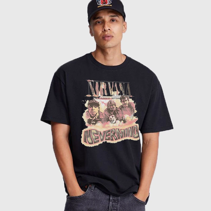 تی شرت آستین کوتاه مردانه مدل نیروانا راک موسیقی کد z630