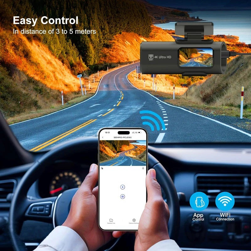دوربین فیلمبرداری ثبت وقایع خودرو مدل OK309-4K-WiFi-GPS به همراه دوربین عقب