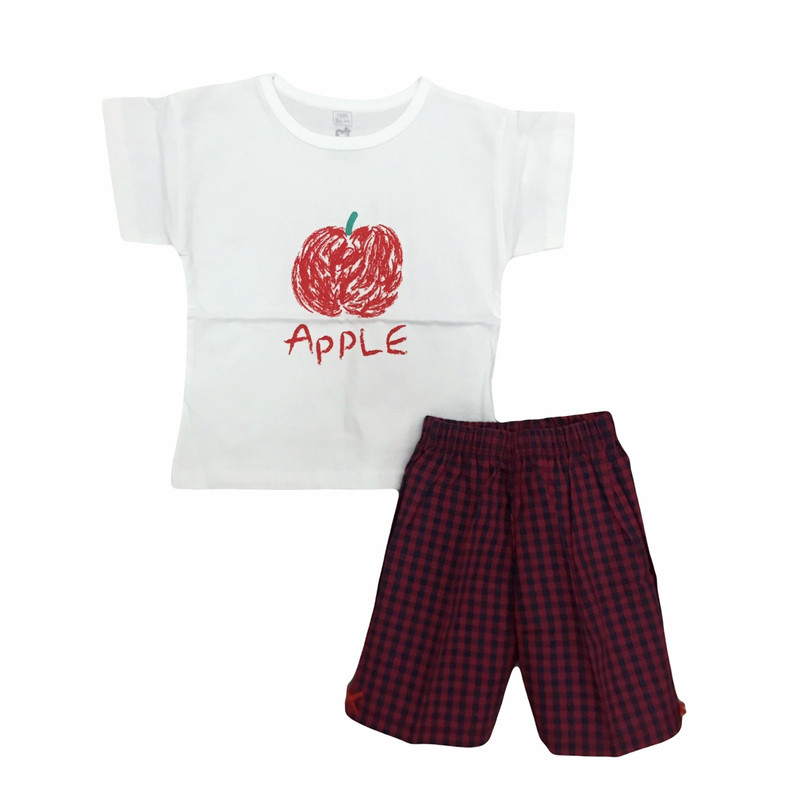 ست تی شرت و شلوارک دخترانه آدمک مدل apple