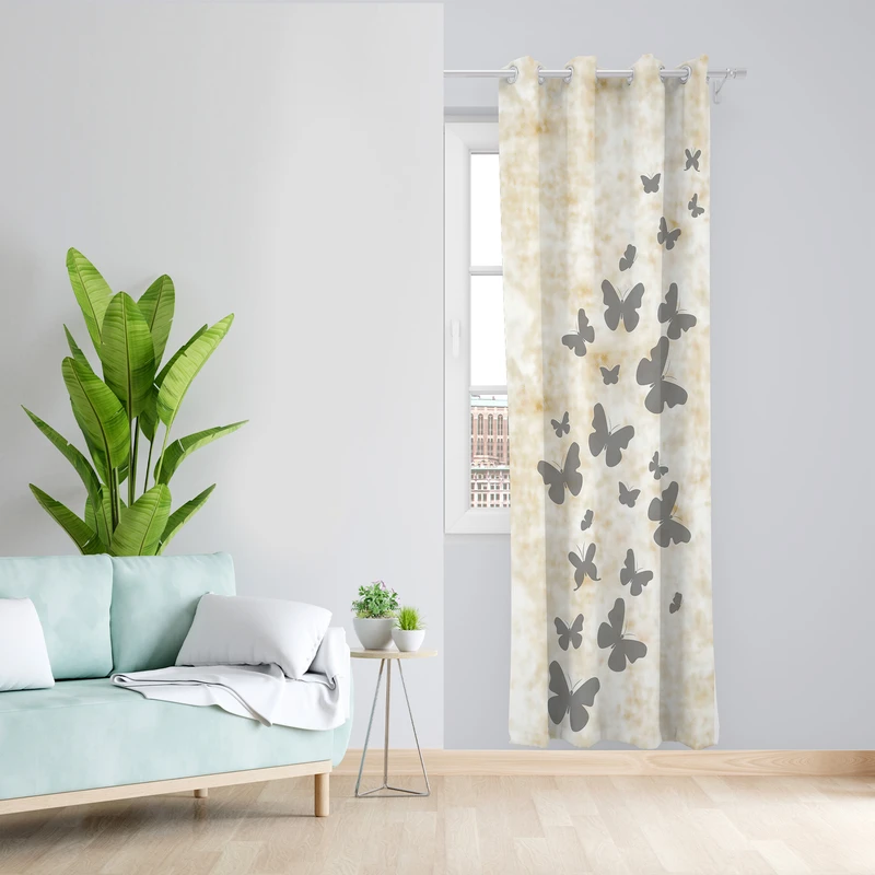 پرده طرح پروانه مدل مخمل پانچی کد 4290a z سایز 140x200 سانتی متر
