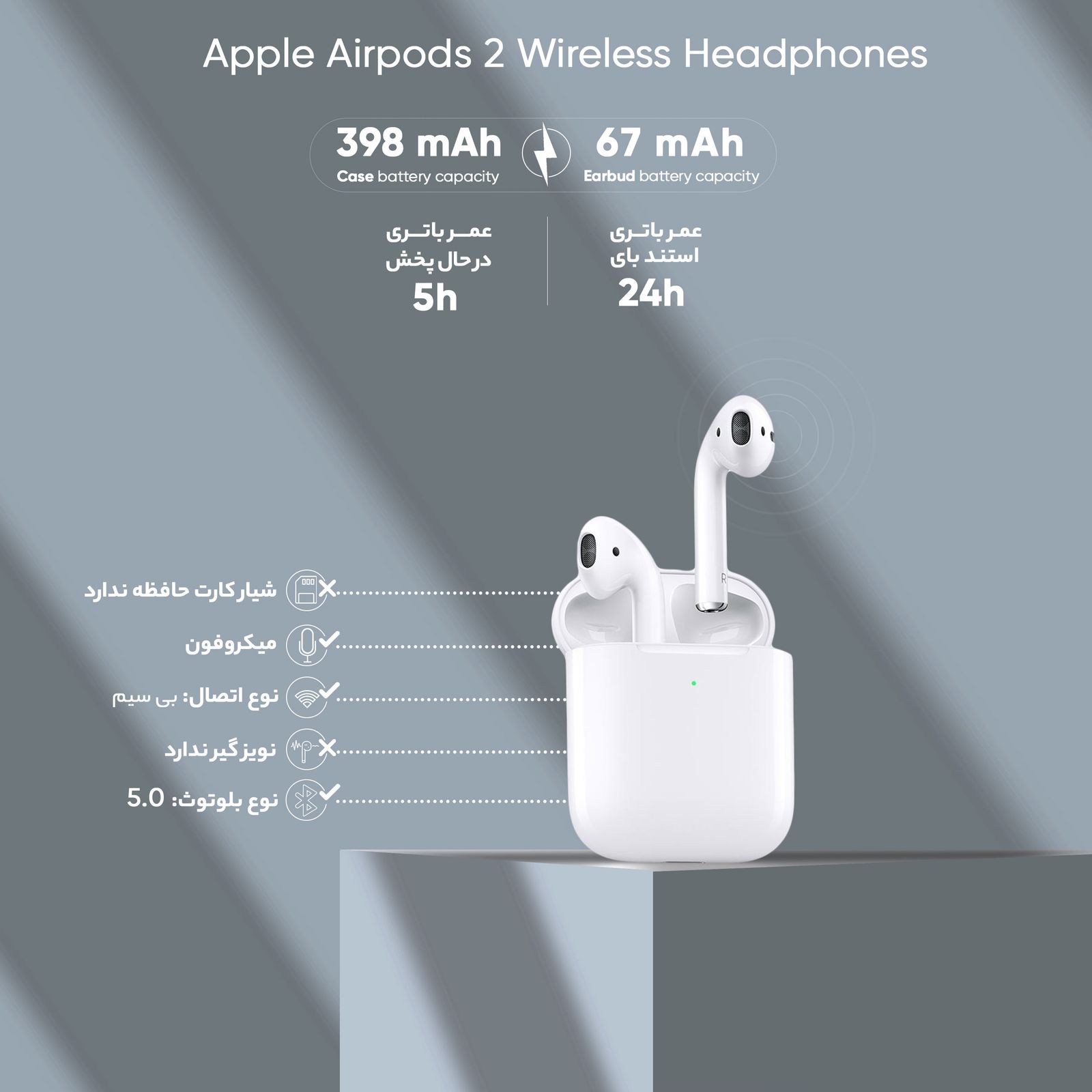 هدفون بلوتوثی اپل مدل AirPods New Generation -  - 9