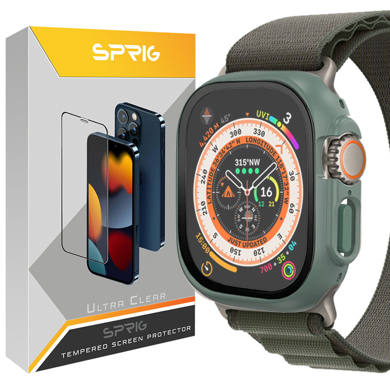 کاور اسپریگ مدل SPG-360 مناسب برای اپل واچ Ultra 49mm میلیمتری به همراه محافظ صفحه نمایش