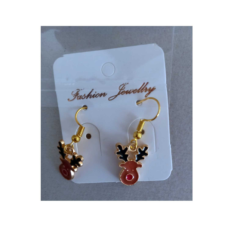 گوشواره دخترانه مدل گوزن یلدایی کد CHRISTMAS-DER-220