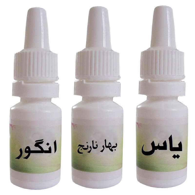اسانس شمع مدل ياس و بهار نارنج و انگور حجم 10 ميلي ليتر بسته 3 عددي
