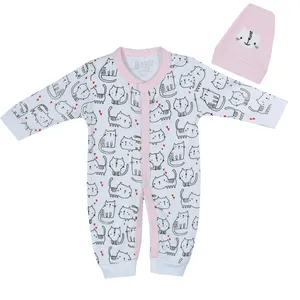 ست سرهمی و کلاه نوزادی باولی مدل گربه رنگ سفید