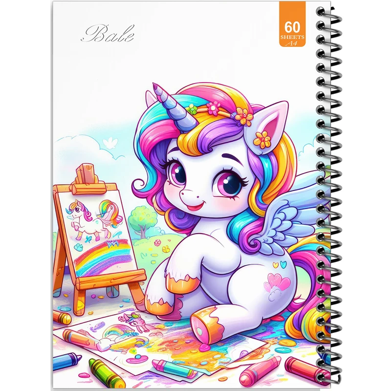 دفتر نقاشی 60 برگ انتشارات بله طرح فانتزی تک شاخ کد A4-O184