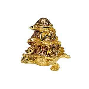 جعبه جواهرات مدل فلزی طرح لاک پشت کد 010 مجموعه 3 عددی