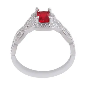 انگشتر نقره زنانه بازرگانی میلادی مدل کوارتز تراش جواهری رکاب رادیوم کد AWR_1170