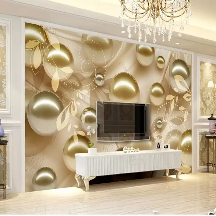 پوستر دیواری سه بعدی مدل گوی طلایی DVRF1194