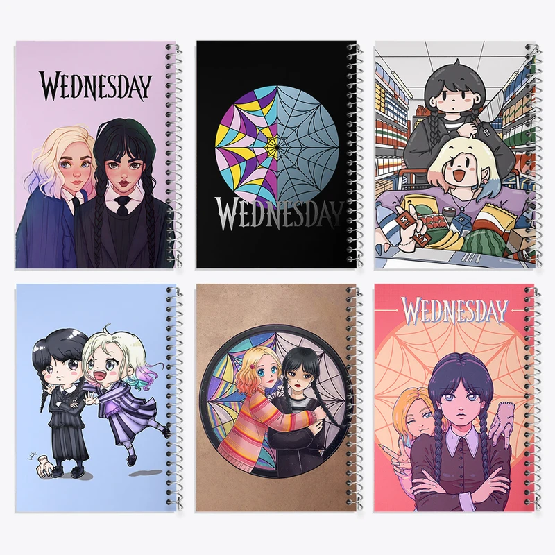 دفتر نقاشی 50 برگ خندالو طرح ونزدی (Wednesday) کد 727 مجموعه 6 عددی