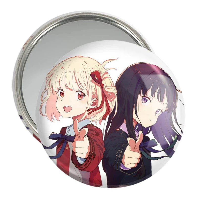 آینه جیبی خندالو مدل تاکینا و چیساتو انیمه Lycoris Recoil  کد 23061
