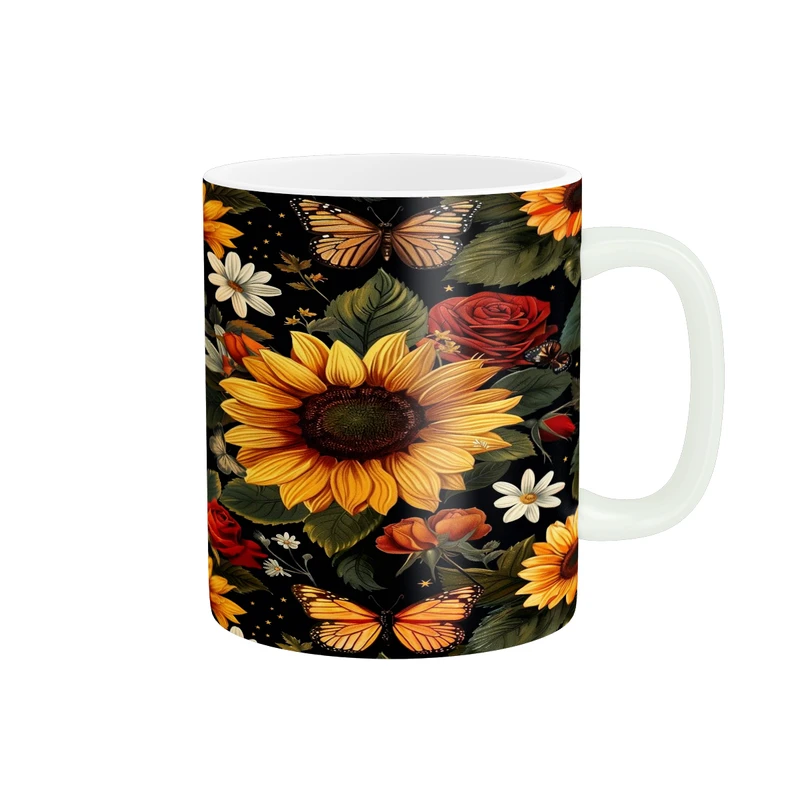 ماگ پادآفرین مدل فانتزی طرح گل آفتابگردان کد p9695