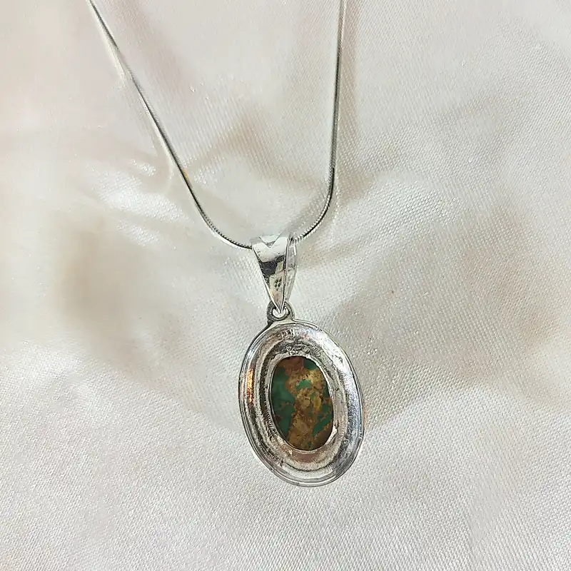 گردنبند نقره زنانه مدل فیروزه نیشابور کد NG2779